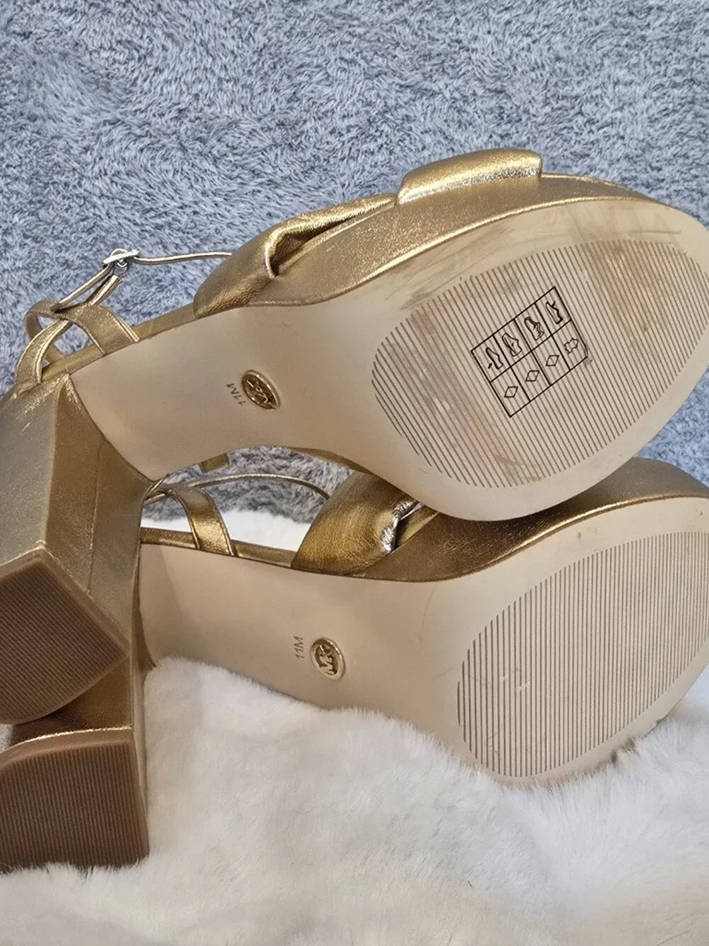 Michael Kors Josie Metallic Leather Knot Ankle Strap Platform Sandal Size 11 NEW